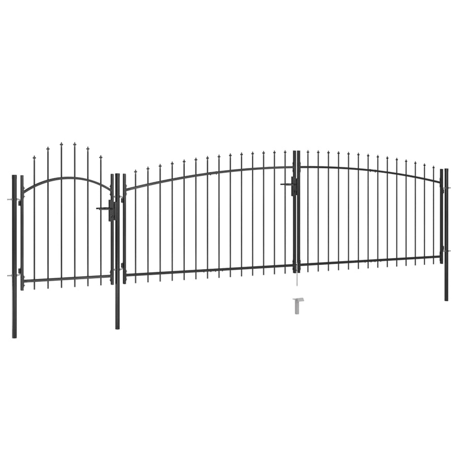 Poort Met Speren Bovenkant 5X1,75 M Zwart 5 x 1.75 m