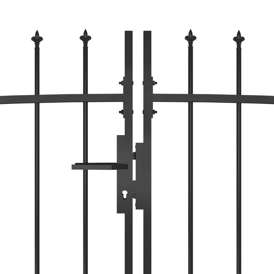 Poort Met Speren Bovenkant 5X1,75 M Zwart 5 x 1.75 m