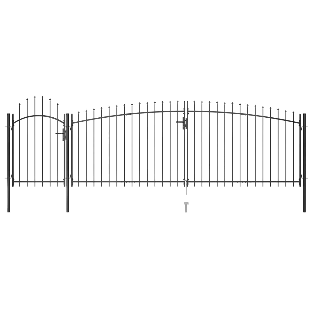 Poort Met Speren Bovenkant 5X2 M Zwart 5 x 2 m