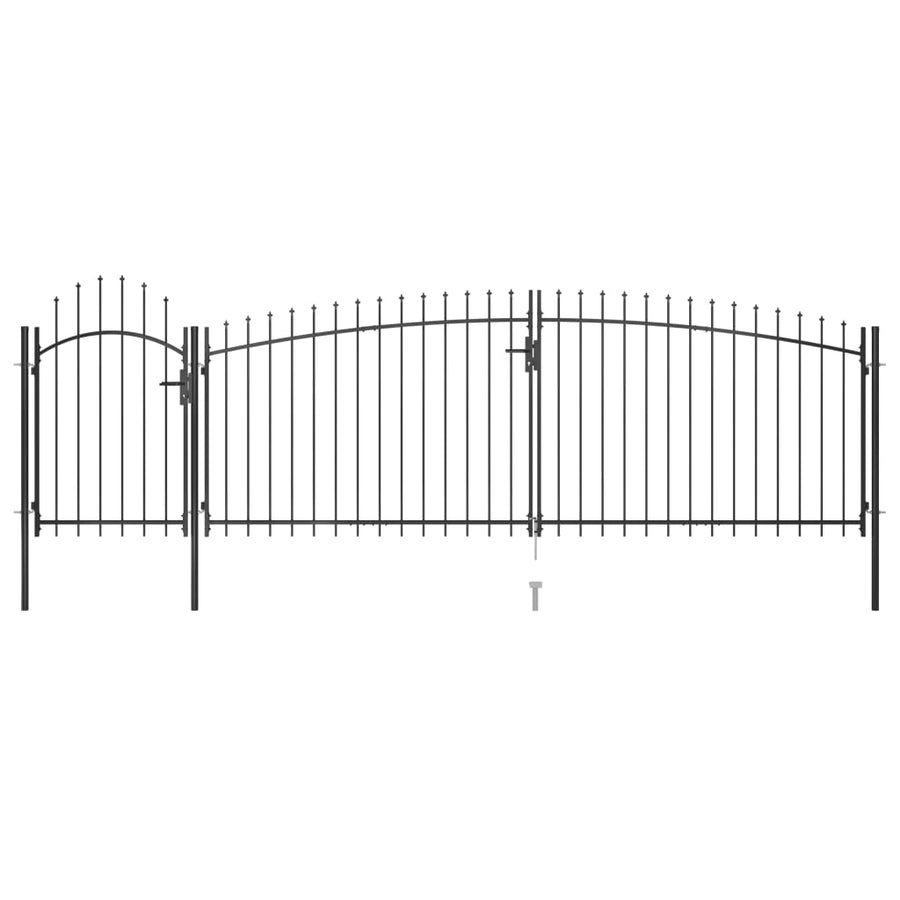 Poort Met Speren Bovenkant 5X2 M Zwart 5 x 2 m