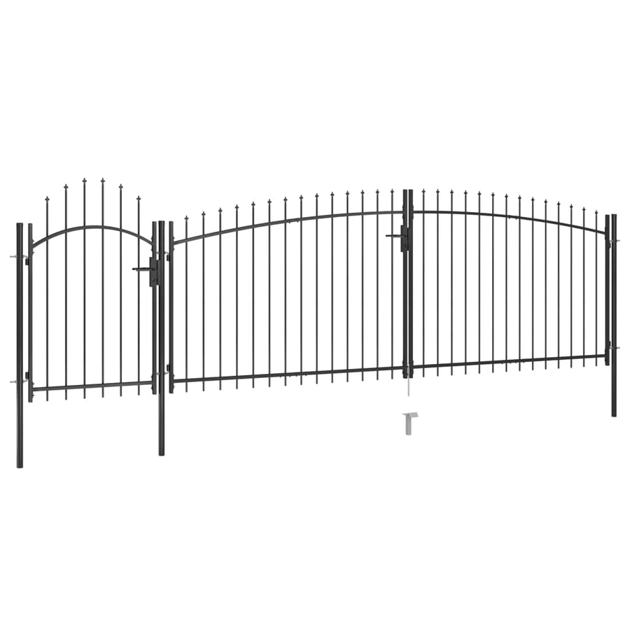 Poort Met Speren Bovenkant 5X2 M Zwart 5 x 2 m