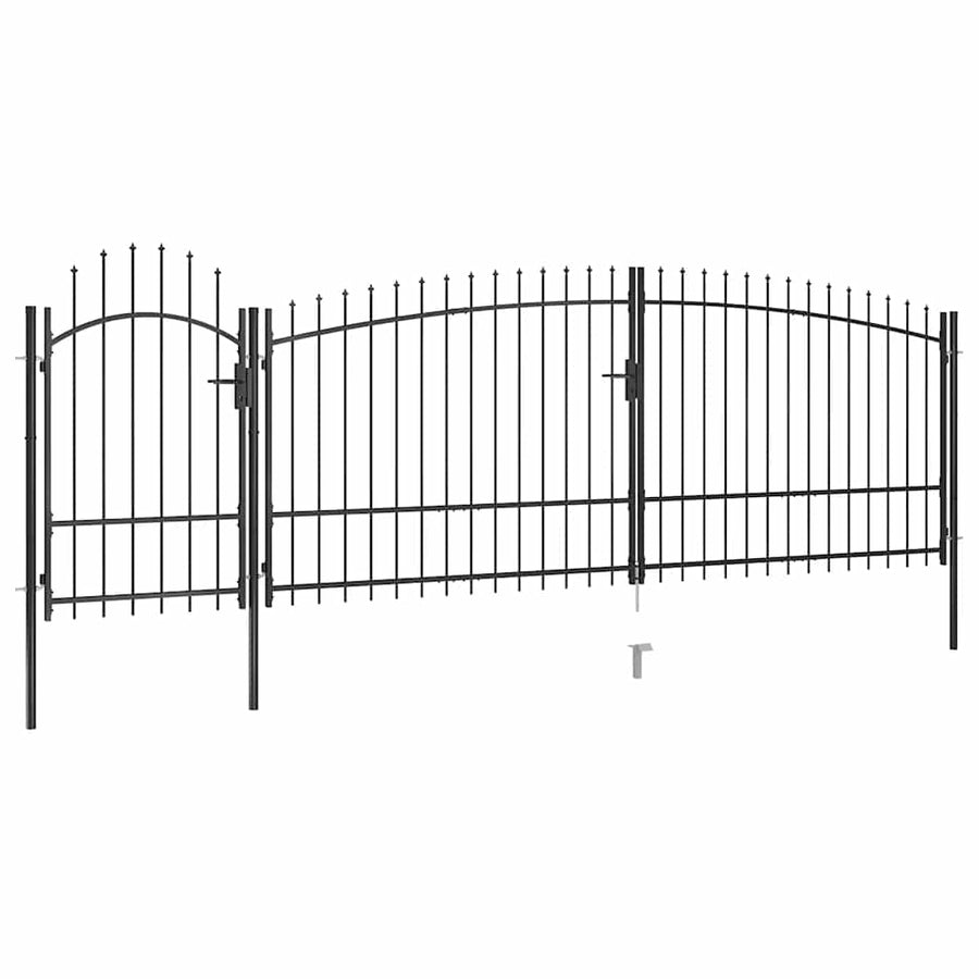 Poort Met Speren Bovenkant 5X2,25 M Zwart