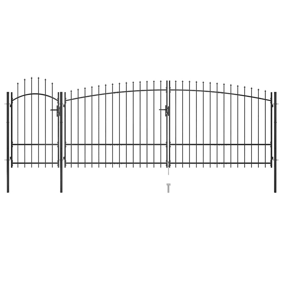 Poort Met Speren Bovenkant 5X2,25 M Zwart