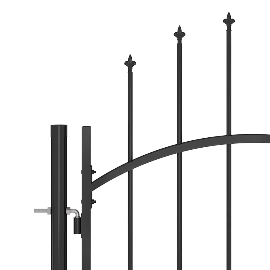 Poort Met Speren Bovenkant 5X2,25 M Zwart
