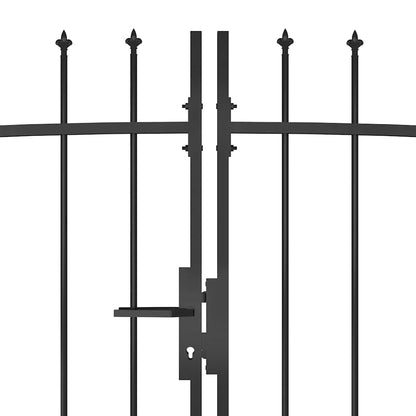 Poort Met Speren Bovenkant 5X2,25 M Zwart