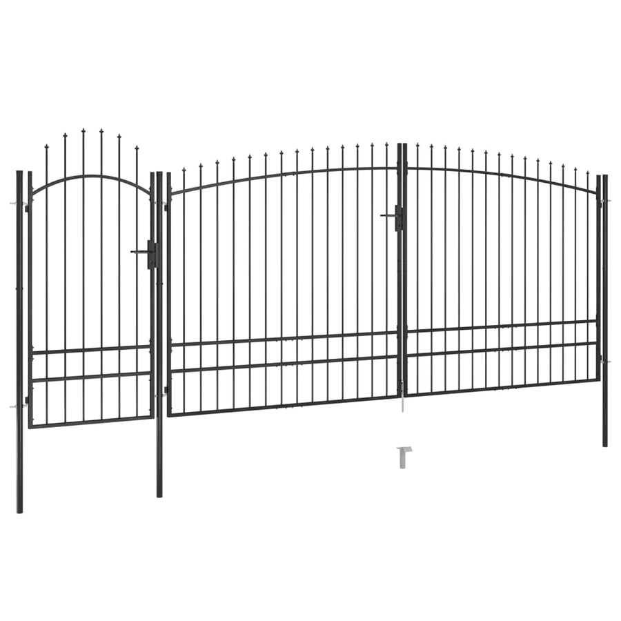 Poort Met Speren Bovenkant 5X2,45 M Zwart 5 x 2.45 m