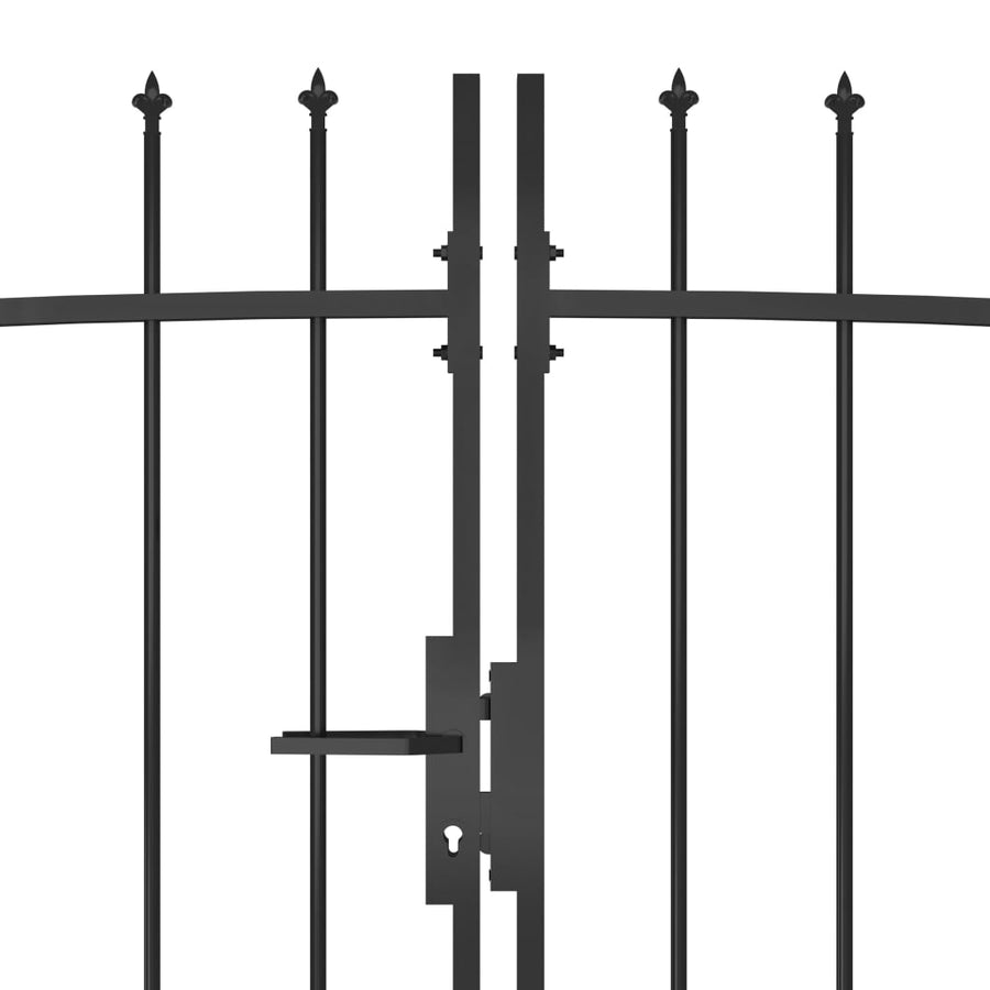 Poort Met Speren Bovenkant 5X2,45 M Zwart 5 x 2.45 m