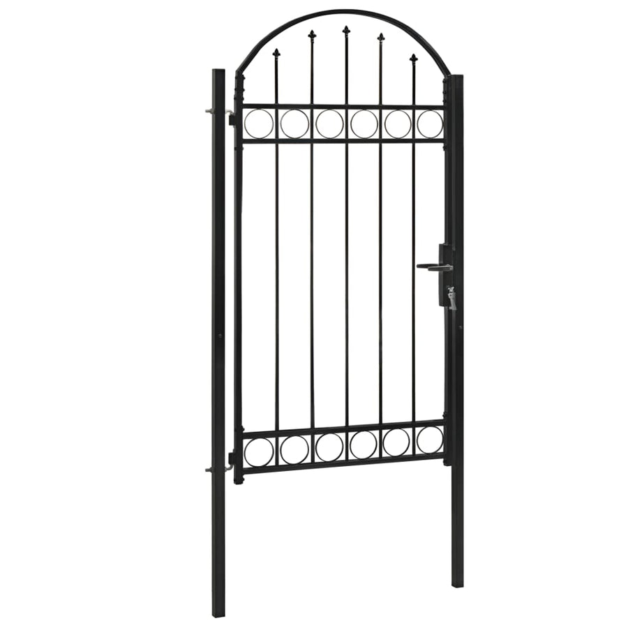 Poort met gebogen bovenkant 100x250 cm staal zwart 100 x 250 cm