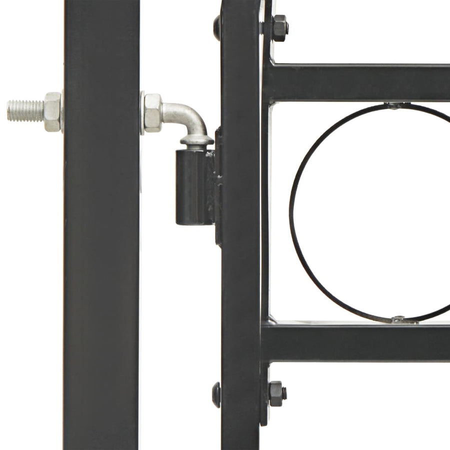 Poort met gebogen bovenkant 100x250 cm staal zwart 100 x 250 cm