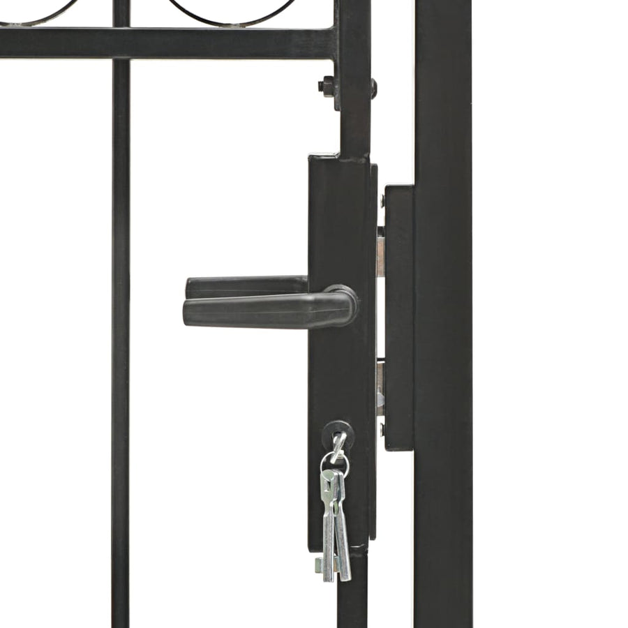 Poort met gebogen bovenkant 100x250 cm staal zwart 100 x 250 cm