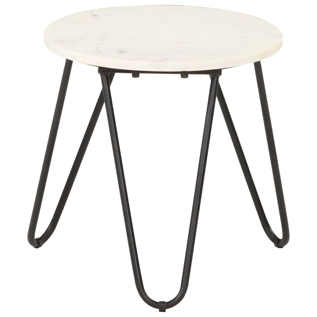 Salontafel 40x40x40 cm echt steen met marmeren textuur wit