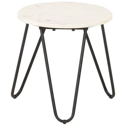Salontafel 40x40x40 cm echt steen met marmeren textuur wit
