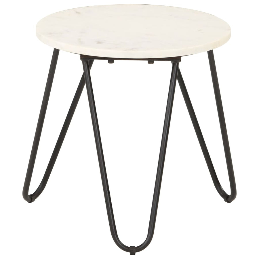 Salontafel 40x40x40 cm echt steen met marmeren textuur wit