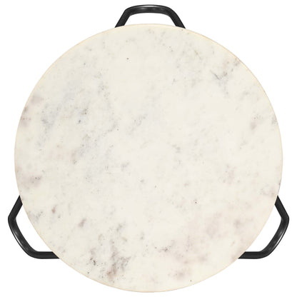 Salontafel 40x40x40 cm echt steen met marmeren textuur wit