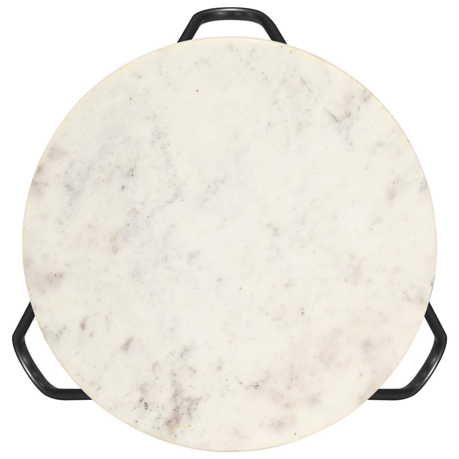 Salontafel 40x40x40 cm echt steen met marmeren textuur wit