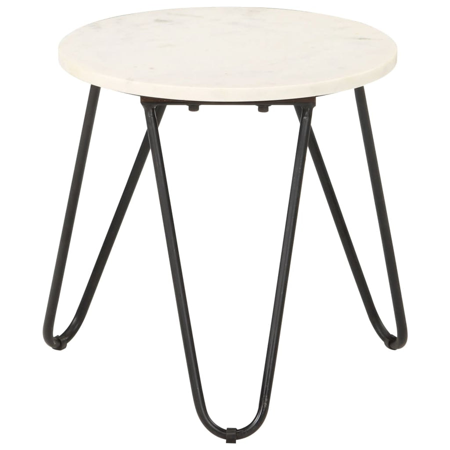 Salontafel 40x40x40 cm echt steen met marmeren textuur wit