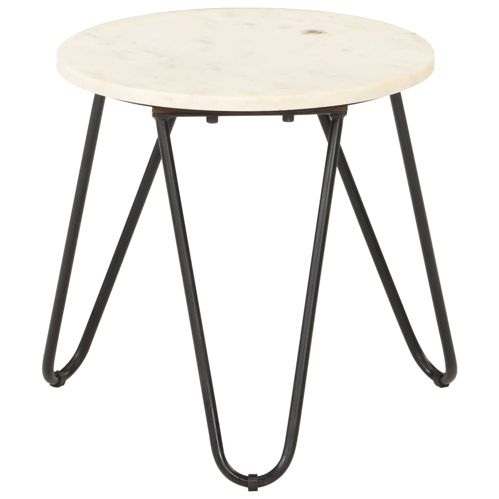 Salontafel 40x40x40 cm echt steen met marmeren textuur wit