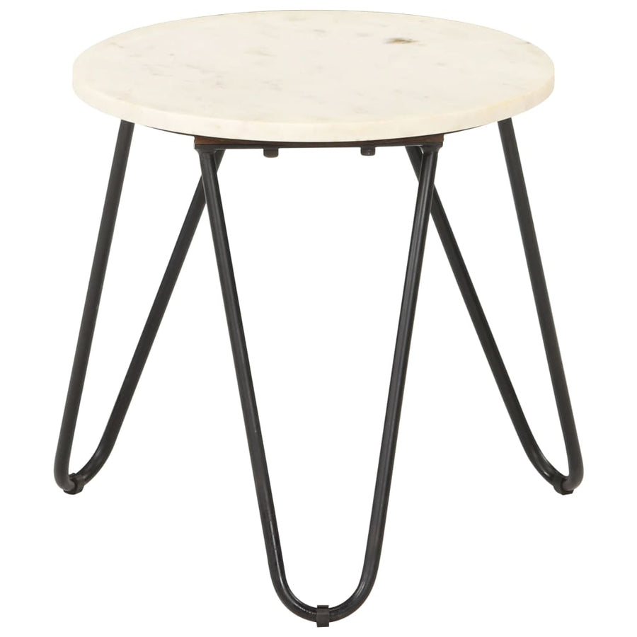 Salontafel 40x40x40 cm echt steen met marmeren textuur wit
