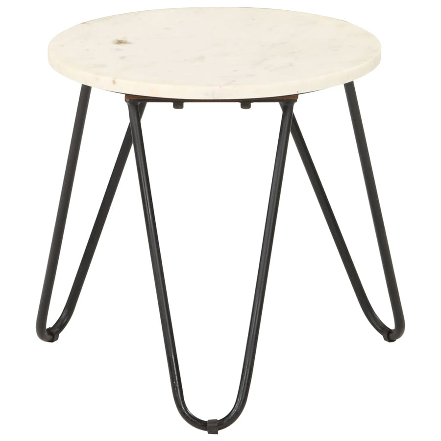 Salontafel 40x40x40 cm echt steen met marmeren textuur wit