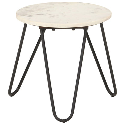 Salontafel 40x40x40 cm echt steen met marmeren textuur wit