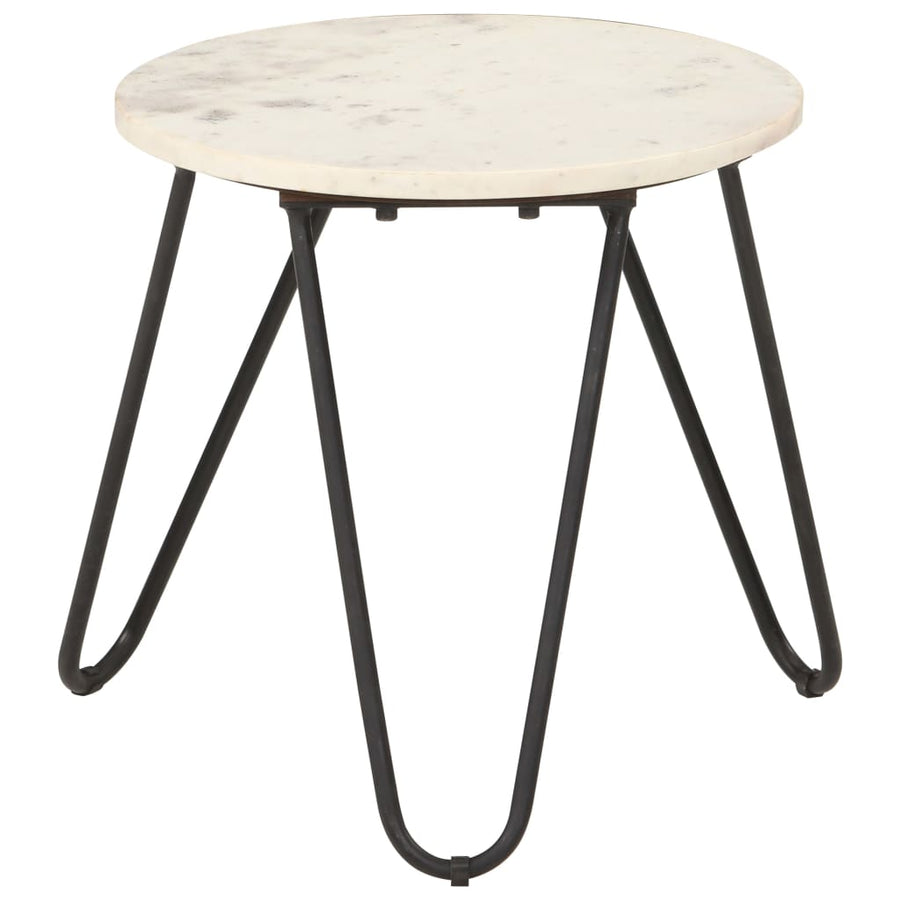 Salontafel 40x40x40 cm echt steen met marmeren textuur wit