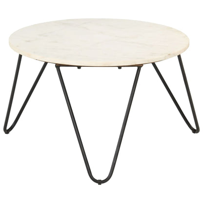 Salontafel 65x65x42 cm echt steen met marmeren textuur wit