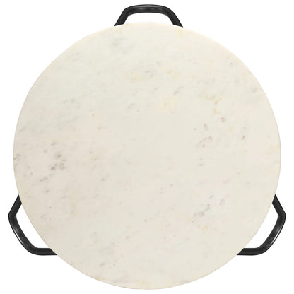 Salontafel 65x65x42 cm echt steen met marmeren textuur wit
