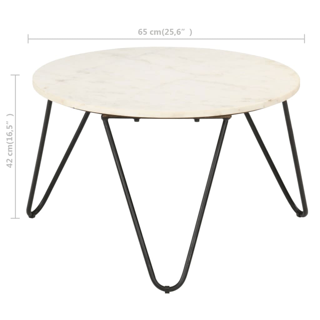 Salontafel 65x65x42 cm echt steen met marmeren textuur wit