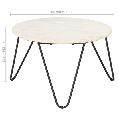 Salontafel 65x65x42 cm echt steen met marmeren textuur wit