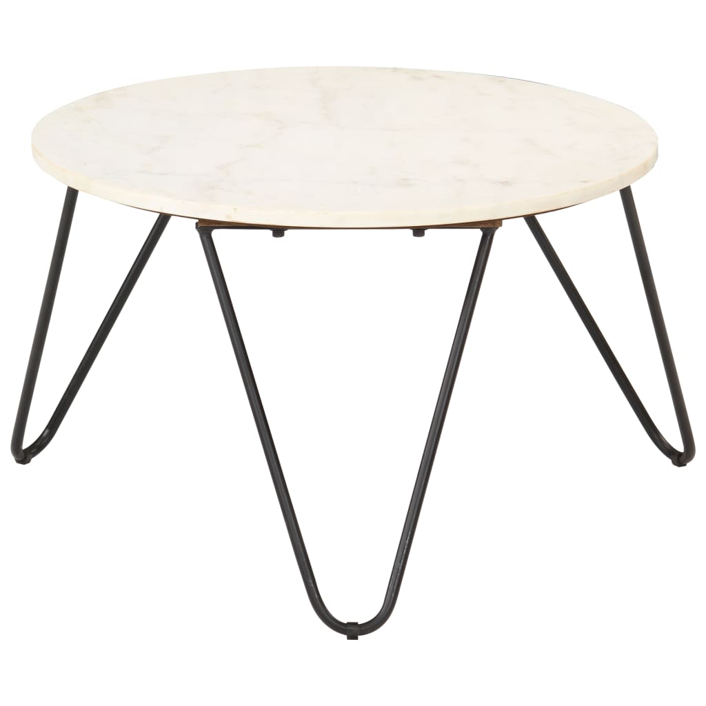 Salontafel 65x65x42 cm echt steen met marmeren textuur wit