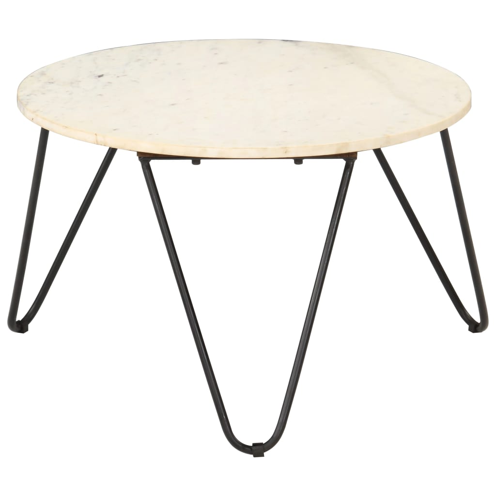 Salontafel 65x65x42 cm echt steen met marmeren textuur wit