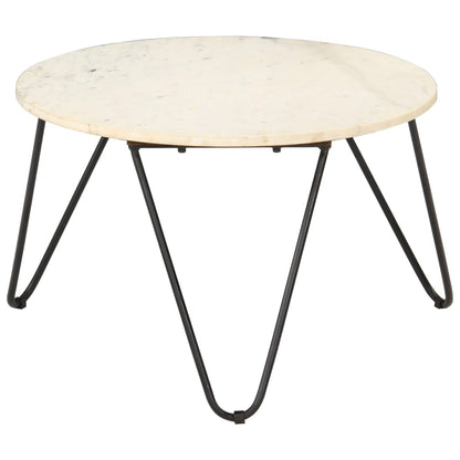 Salontafel 65x65x42 cm echt steen met marmeren textuur wit