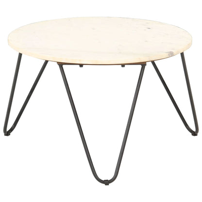 Salontafel 65x65x42 cm echt steen met marmeren textuur wit