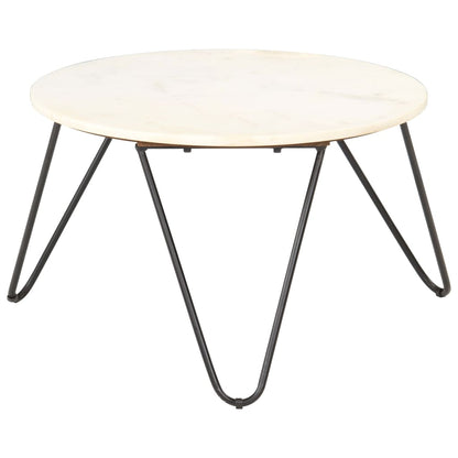 Salontafel 65x65x42 cm echt steen met marmeren textuur wit