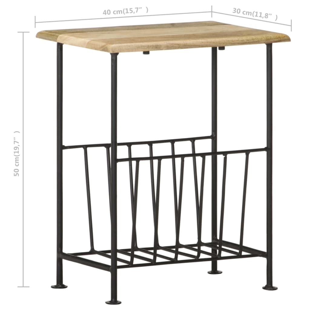 Tijdschriftenrek 40X30X50 Cm Massief Mangohout En Staal