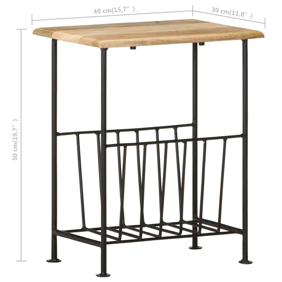 Tijdschriftenrek 40X30X50 Cm Massief Mangohout En Staal