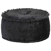 Poef rond 40x20 cm fluweel antraciet