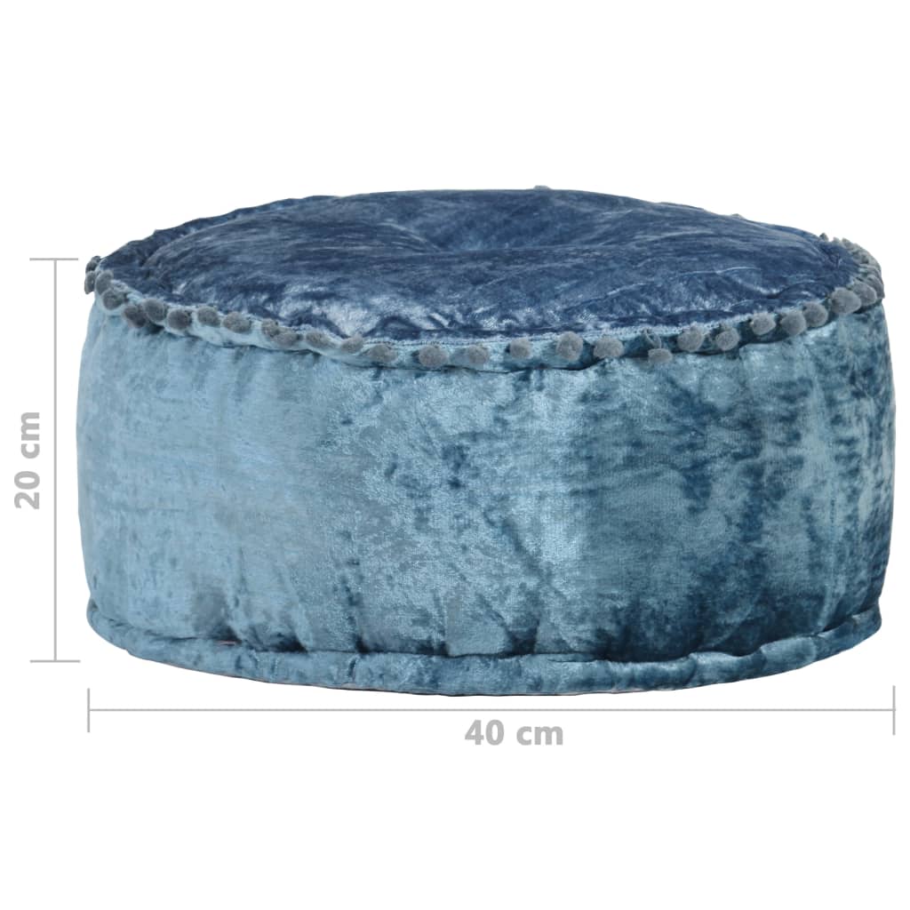 Poef Rond 40X20 Cm Fluweel Blauw