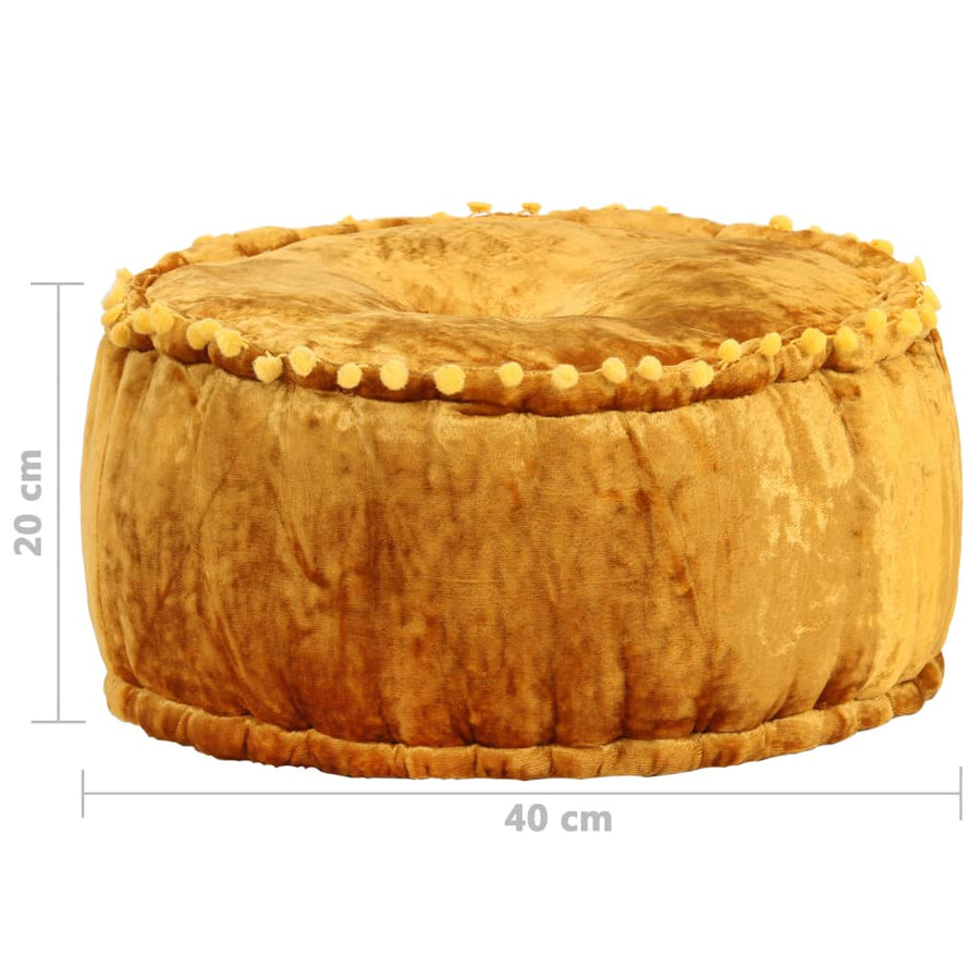 Poef Rond 40X20 Cm Fluweel Mosterdkleurig Mosterdgeel