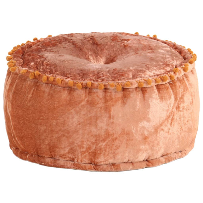 Poef Rond 40X20 Cm Fluweel Roestkleurig Roestbruin