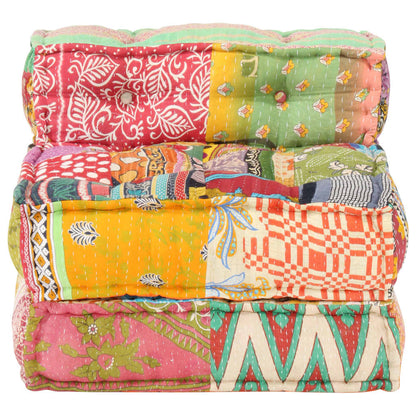 Poef Modulair Stof Patchwork Armstoel met rugleuning