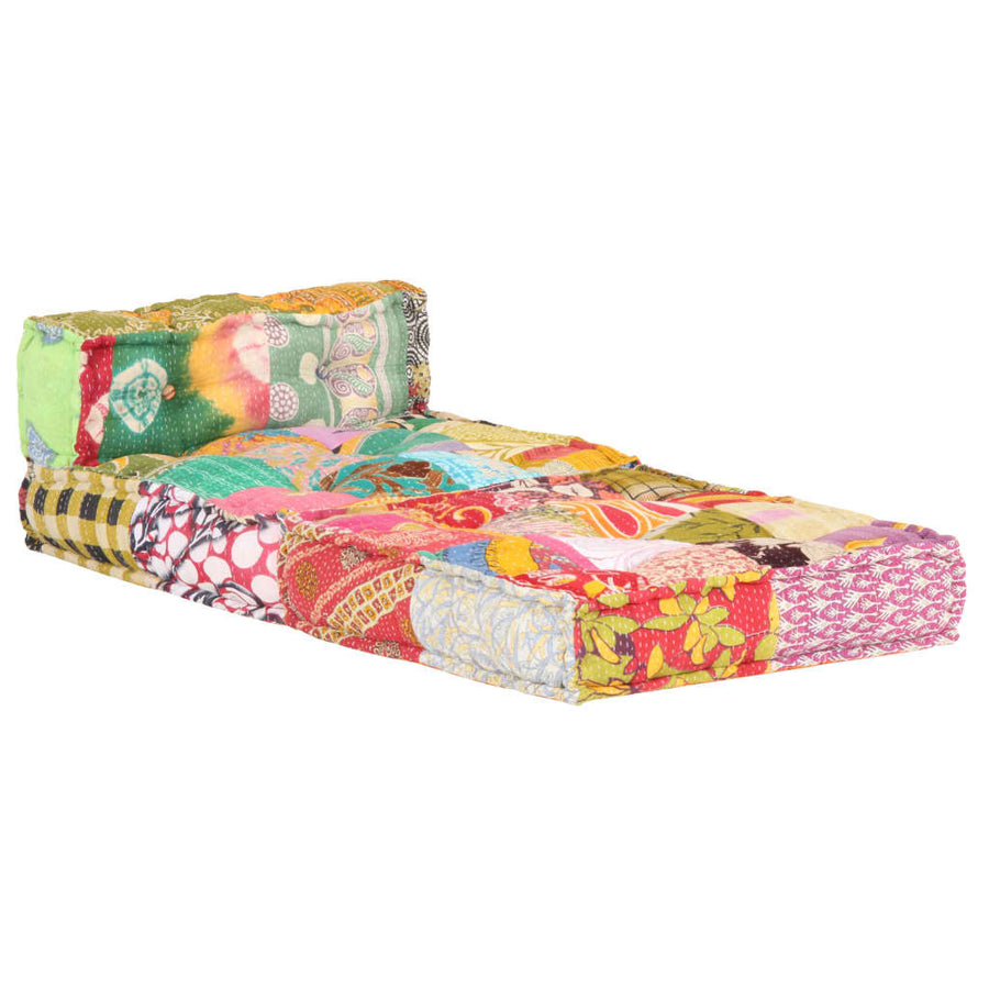 Poef Modulair Stof Patchwork Armstoel met rugleuning