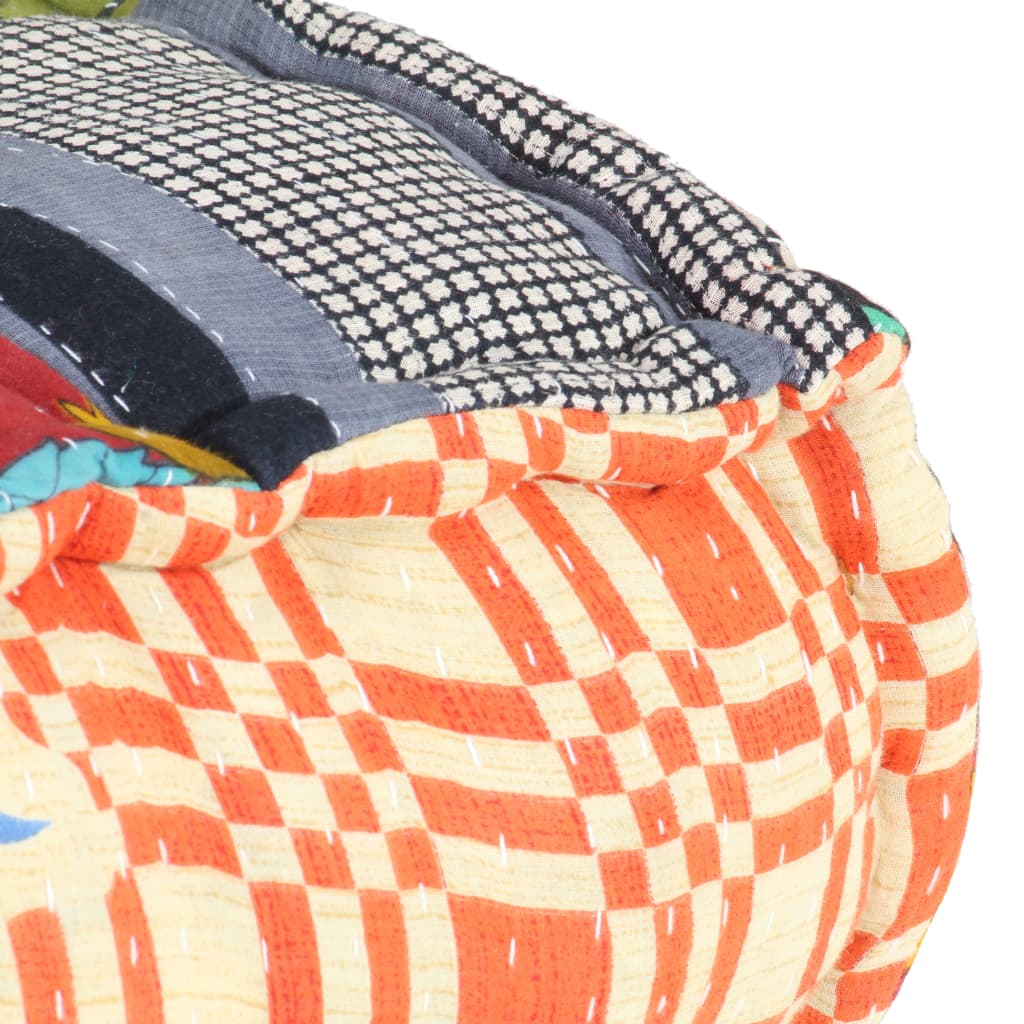 Poef Modulair Stof Patchwork Armstoel met rugleuning