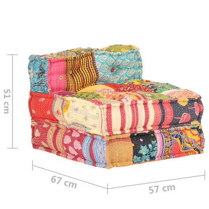 Poef Modulair Stof Patchwork Armstoel met rugleuning