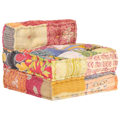 Poef Modulair Stof Patchwork Armstoel met rugleuning