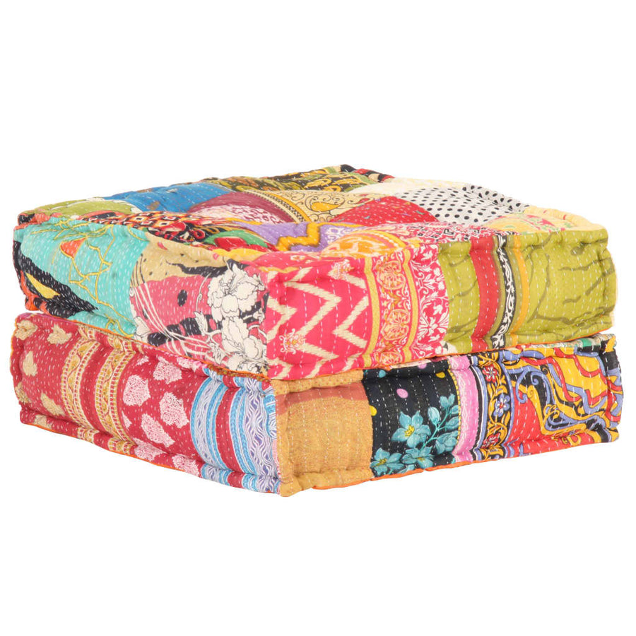 Poef 60X70X36 Cm Stof Patchwork Voetensteun