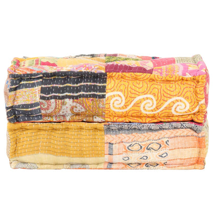 Poef 60X70X36 Cm Stof Patchwork Voetensteun