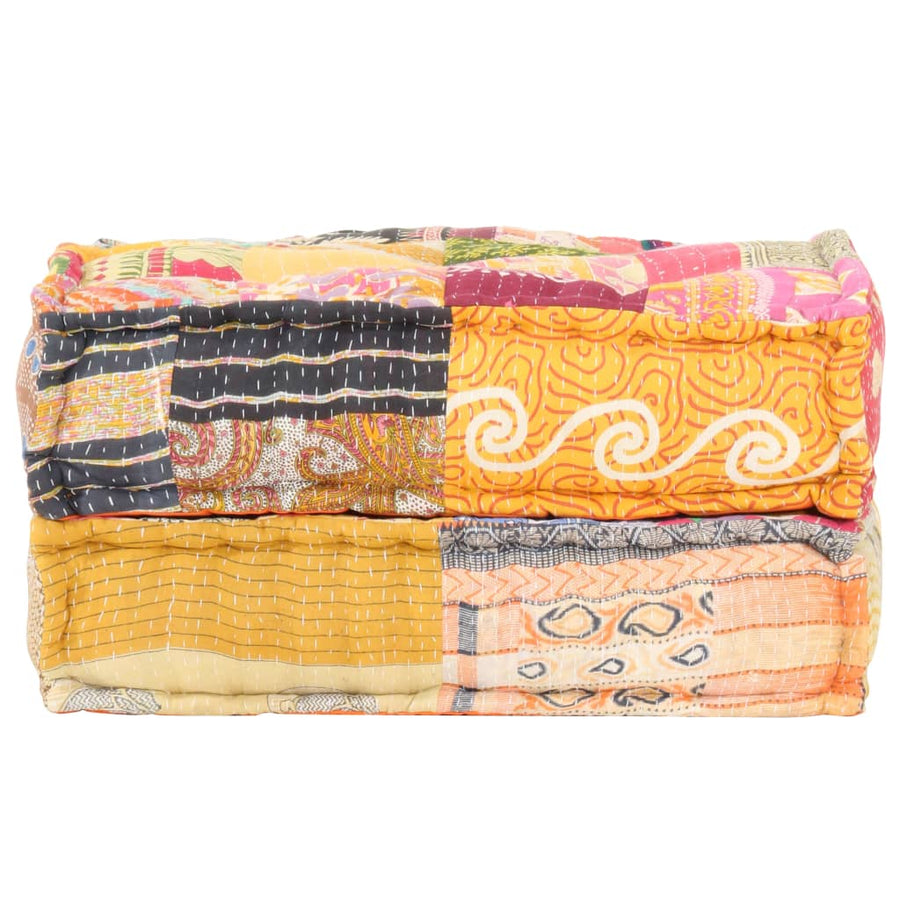 Poef 60X70X36 Cm Stof Patchwork Voetensteun