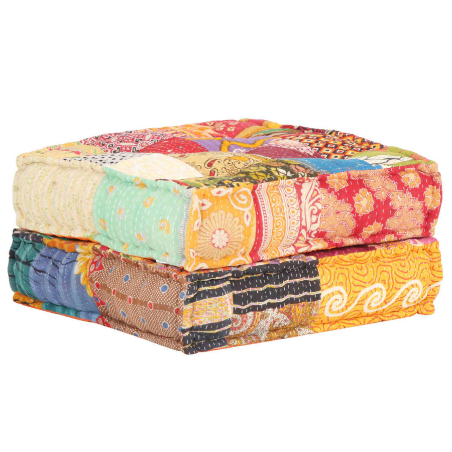 Poef 60X70X36 Cm Stof Patchwork Voetensteun