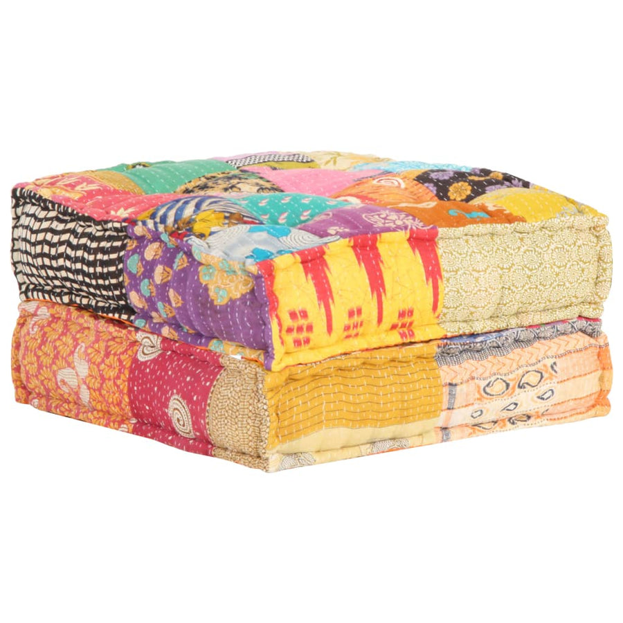 Poef 60X70X36 Cm Stof Patchwork Voetensteun